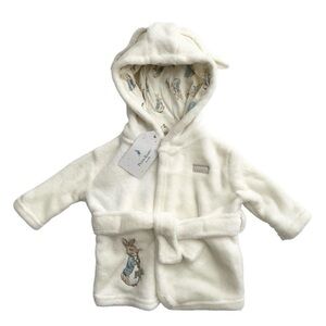 Peter Rabbit Baby Hooded Plush Robe Bunny Ears Beatrix Potter 3-6M NWT
